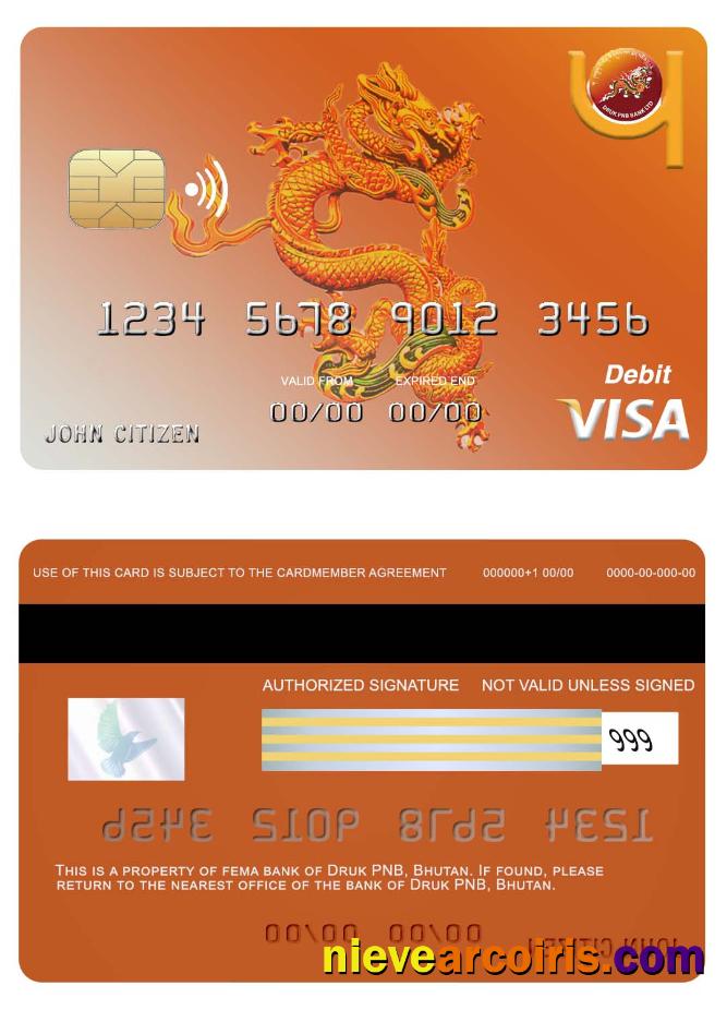 Bhutan Druk PNB bank visa card